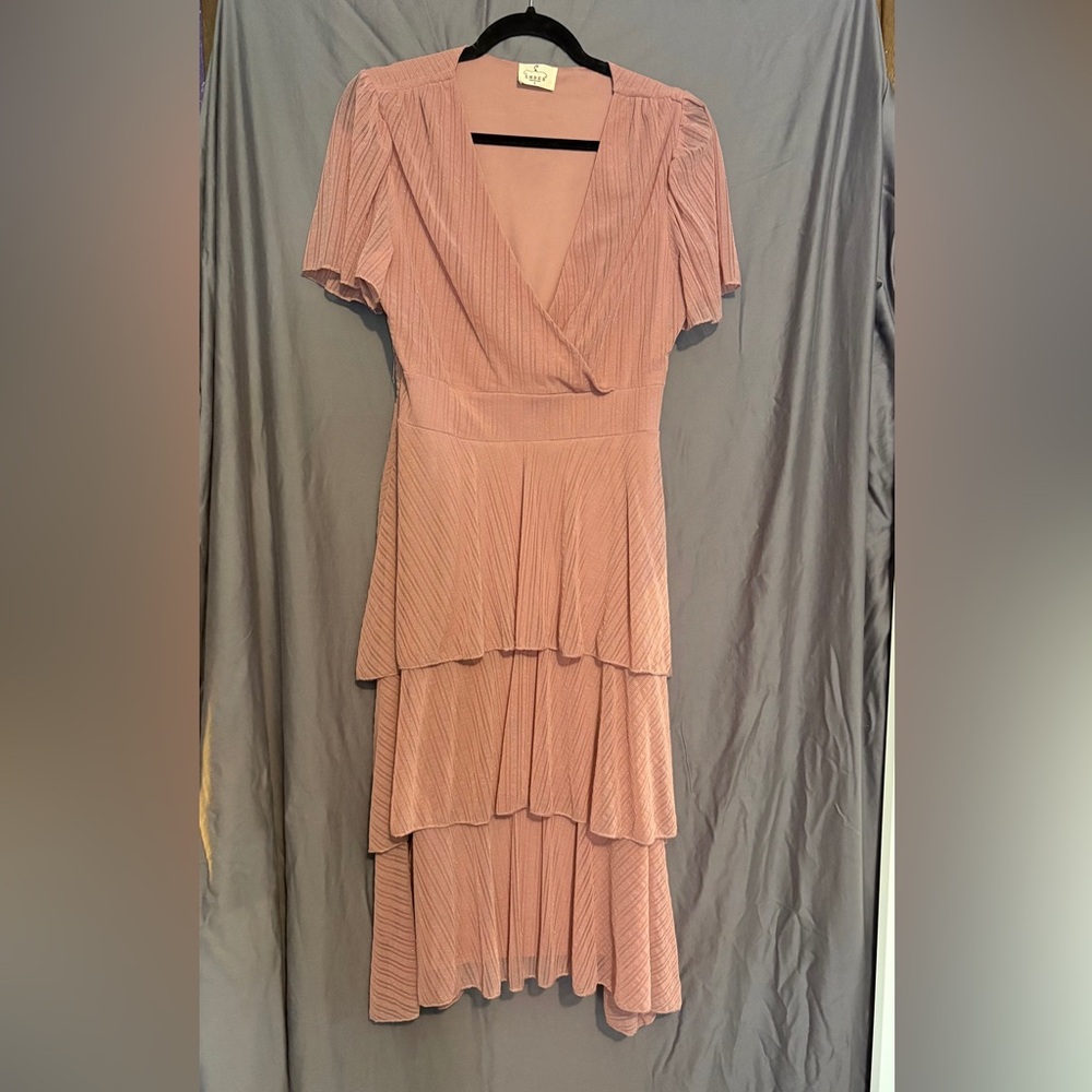 Chic Mauve Tiered Women's High Low Dress